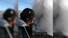 VIDEO | Entre ceniza y gases tóxicos: un tiktoker retó al Popocatépetl en plena explosión y subió al cráter