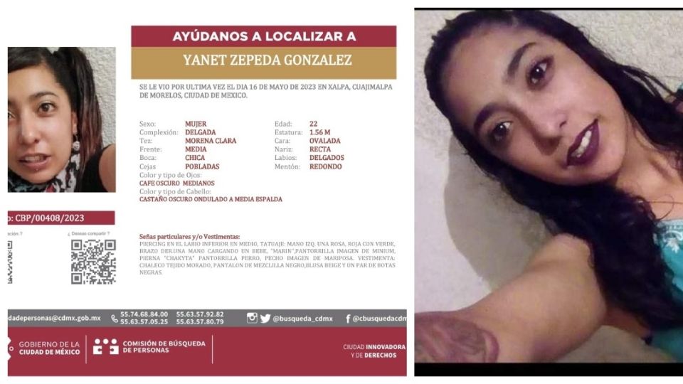 Yanet Zepeda desapareció el 16 de mayo, en Cuajimalpa de Morelos