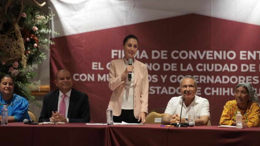 Claudia Sheinbaum firma convenio con comunidades indígenas en Chihuahua