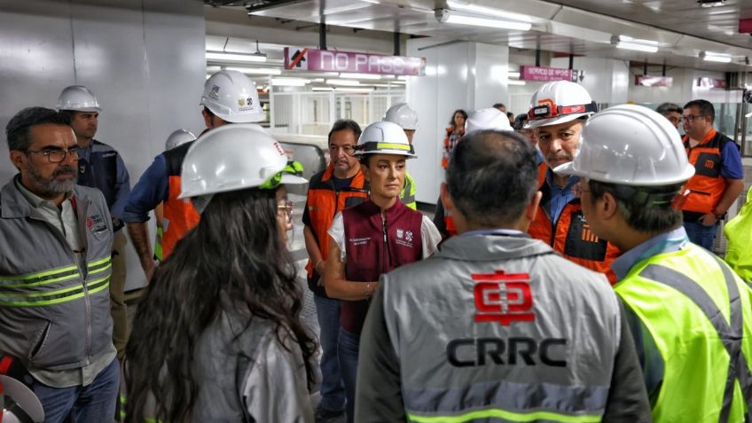 Claudia Sheinbaum supervisa el cambio de vías en la Nueva Línea 1 del Metro