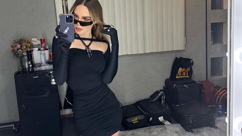 Frente al espejo, Belinda se corona como la más bella en entallado vestido negro