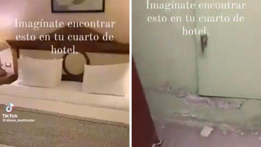 VIDEO: Tiktoker descubre un perturbador pasadizo en su habitación de hotel