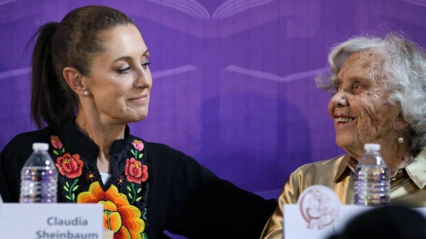 Claudia Sheinbaum felicita a Elena Poniatowska por obtener premio Carlos Fuentes