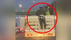 VIDEO: un ladrón se subió a una camioneta en movimiento para robar una escalera