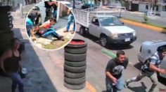 VIDEO: asaltó a una mujer, pero terminó en el piso, sometido por dos mecánicos