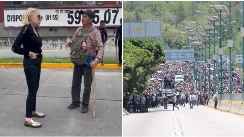 VIDEO: Laura Bozzo quedó atorada en bloqueo de Chilpancingo, se bajó a negociar y rápido la dejaron pasar