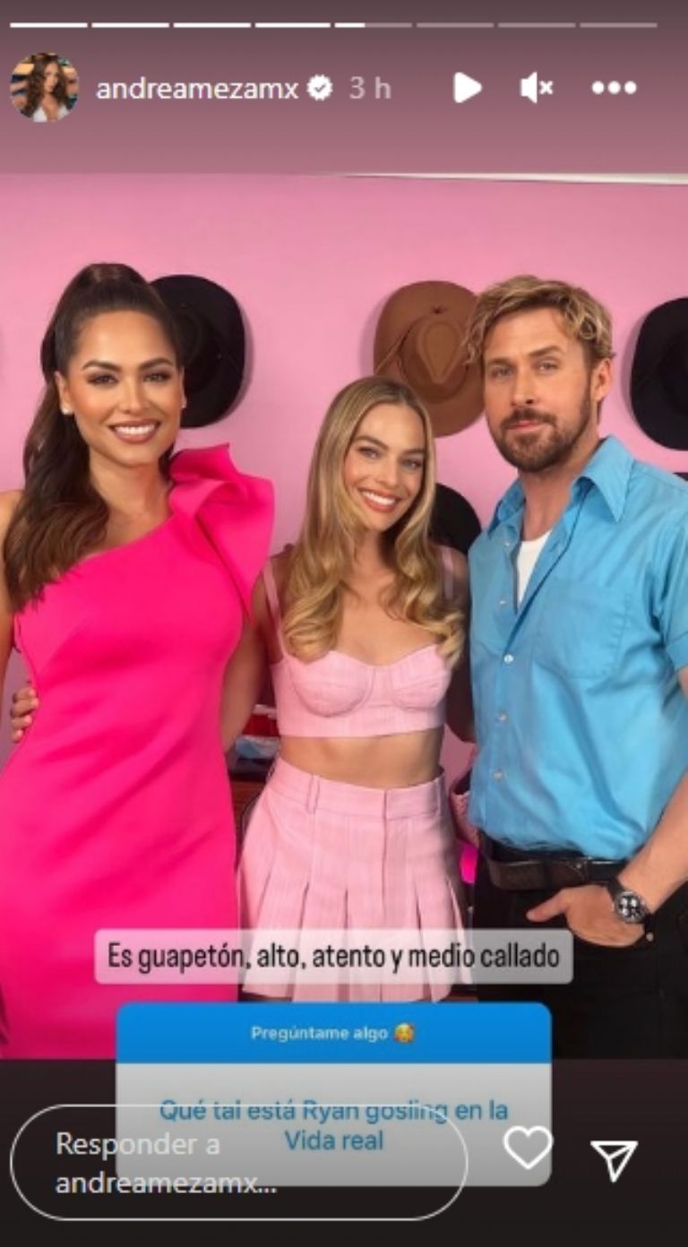 Andrea Meza junto a los actores de Barbie