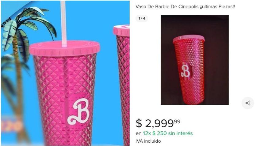 Si tienes este vaso de plástico de Barbie la película puedes ganar 3 mil pesos en Mercado Libre