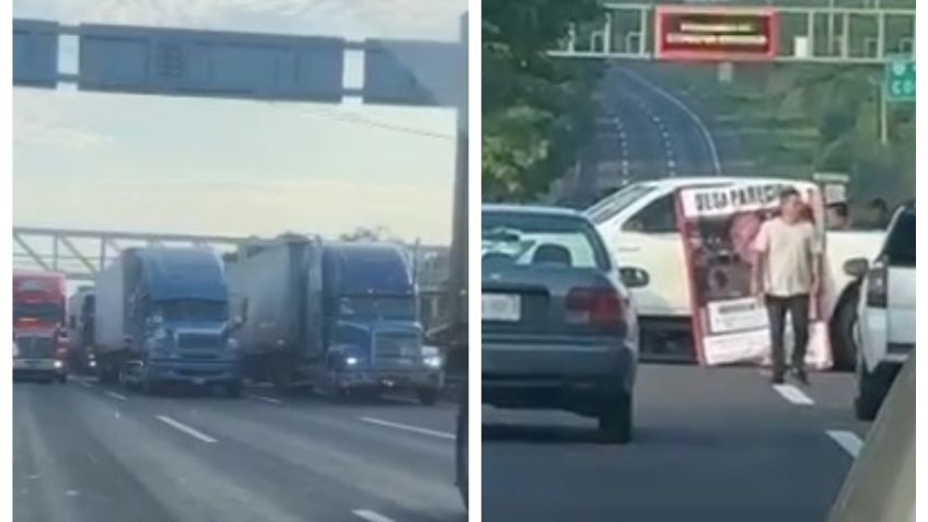 Bloqueo en la autopista de Guadalajara a Colima, exigen la búsqueda de dos familiares desaparecidos