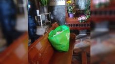 Abandonan a bebé en iglesia de Tlaxcala, la envolvieron en una bolsa ecológica