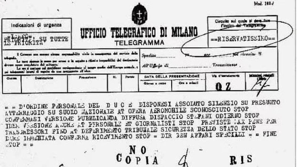 Un investigador italiano tiene los documentos originales del avistameinto OVNI en Italia.