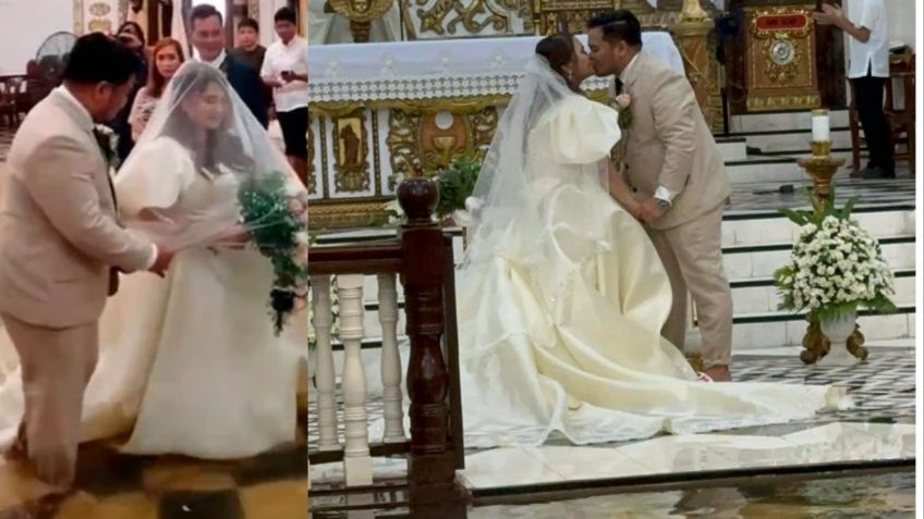 VIDEO: novios se casan en pleno huracán y con la iglesia bajo el agua