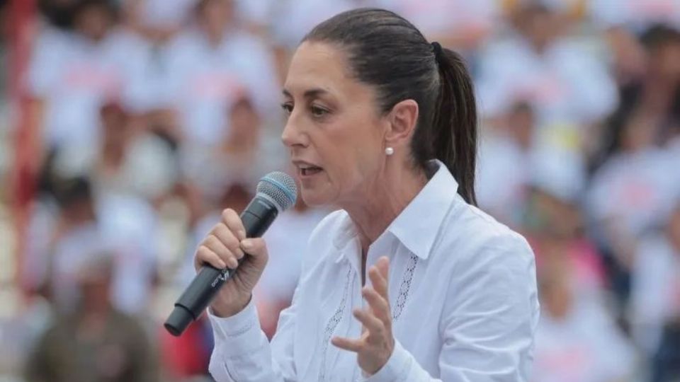 Claudia Sheinbaum durante un acto con simpatizantes de Morena.