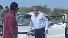 Pareja choca su auto en autopista de Torreón y el gobernador de Coahuila le brinda primeros auxilios