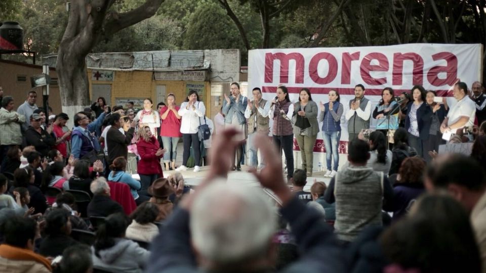 Claudia Sheinbaum en un mítin de Morena.