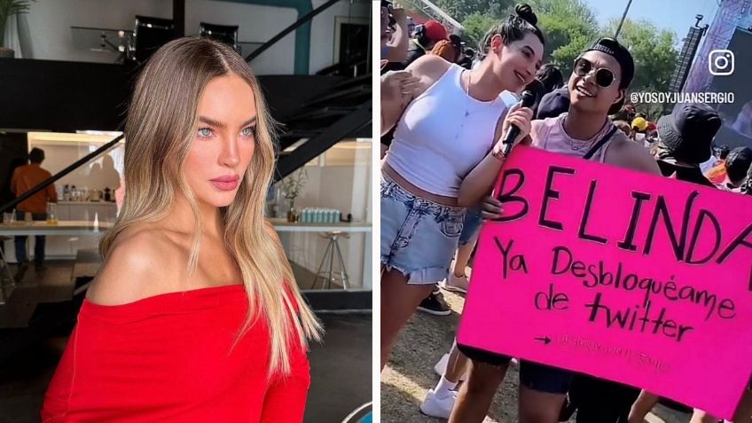 "Belinda, desbloqueame de Twitter": la cantante interrumpe su concierto para leer cartel de un fan