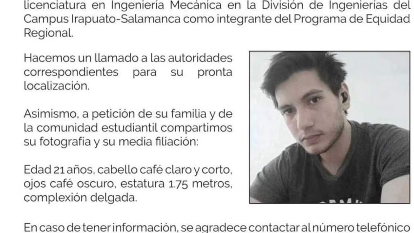 Salvador salió a hacer el súper en Salamanca y ya no volvió, el estudiante de 21 años lleva una semana desaparecido