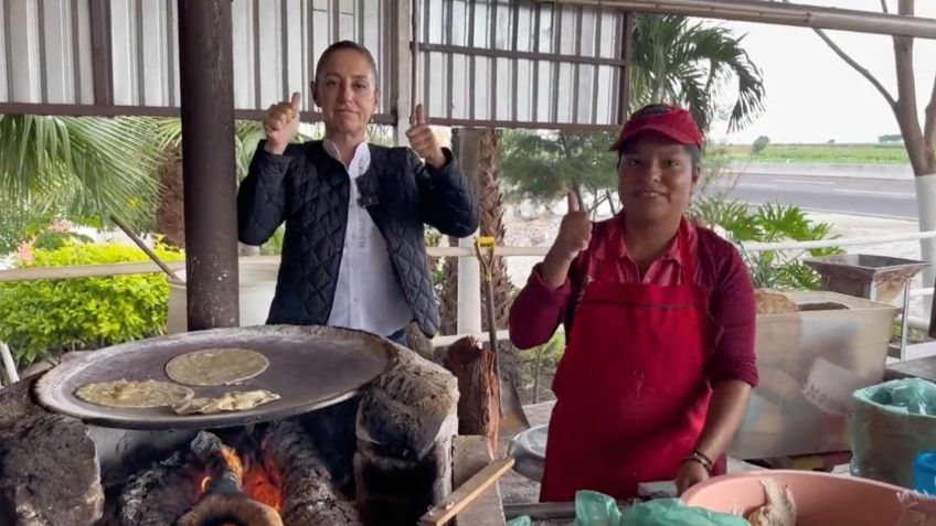 Claudia Sheinbaum presume su desayuno mexicano en camino a Puebla