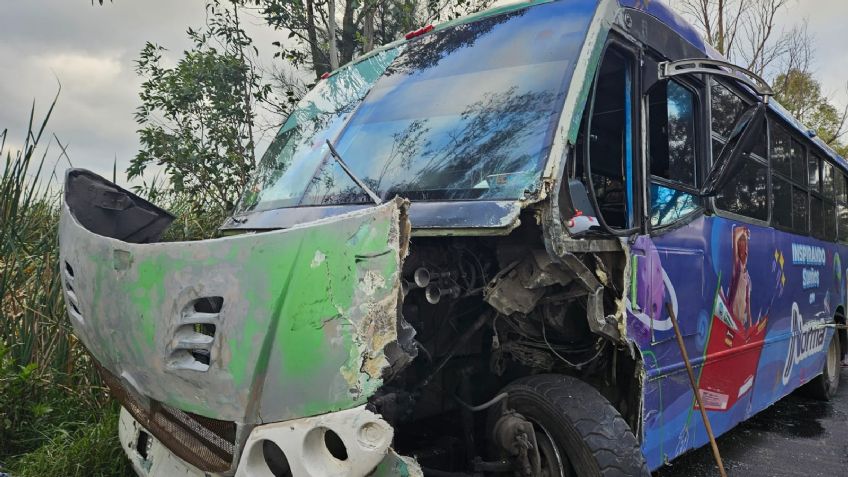 Fuerte choque de transporte público deja un saldo de 6 personas heridas en la carretera Tláhuac-Chalco