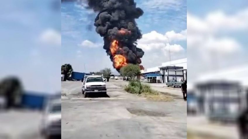 VIDEO: Se incendia pipa de gas al interior de fábrica en Salinas Victoria, Nuevo León