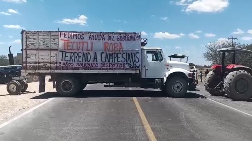 Ejidatarios de Lagos de Moreno bloquen carretera 70 Oriente en el entronque de los Azulitos