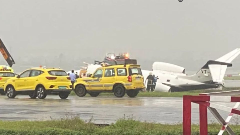 El violento aterrizaje ocurrió en el Aeropuerto de Mumbai.