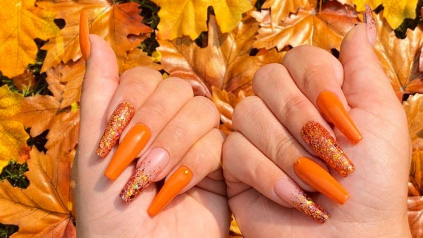 Atrévete a experimentar con estos diseños de uñas para Halloween en color naranja que harán que te robes las miradas