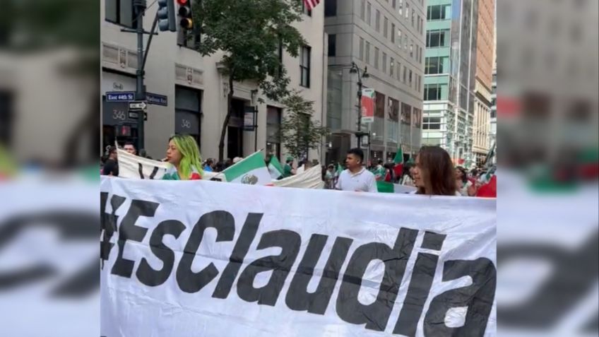 Mexicanos que residen en Nueva York demuestran apoyo a Claudia Sheinbaum: "que siga la Transformación"