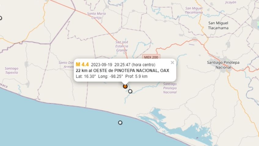 Alertan por sismo de magnitud 4.4 en Pinotepa Nacional