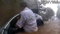 VIDEO: salvan a automovilista de morir ahogado adentro de su carro tras inundaciones