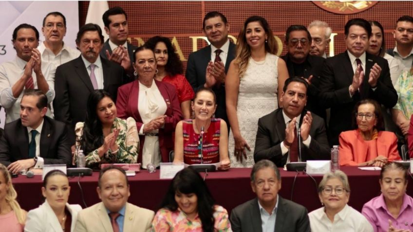 Claudia Sheinbaum felicita el trabajo de los senadores de Morena, PV y PT