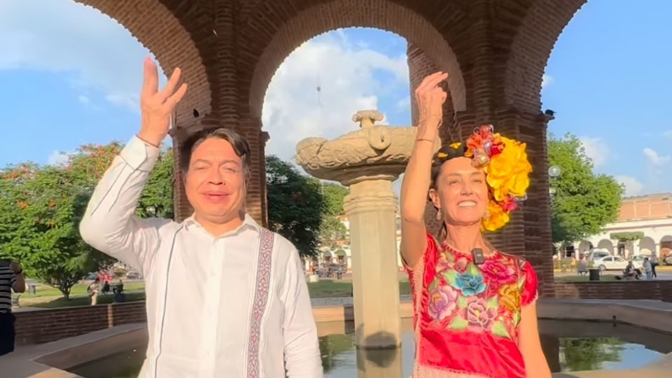 Mario Delgado y Claudia Sheinbaum en Chiapa de Corzo.