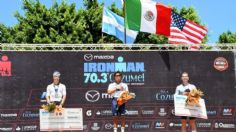 Mara Lezama da el banderazo de salida del "IRONMAN 70.3", desafío para atletas de alto rendimiento en Cozumel