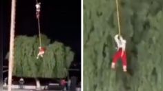 VIDEO: voladores de Papantla chocan contra un árbol mientras realizaban una presentación en Puebla