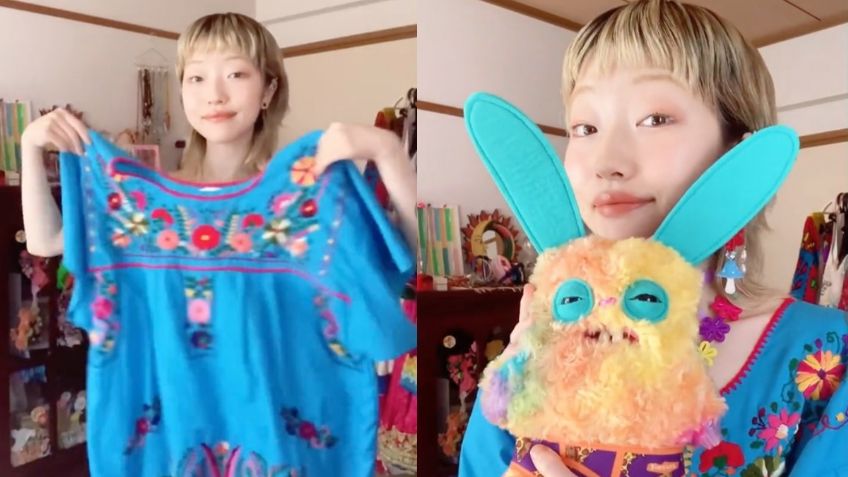 VIDEO: Tiktoker japonesa se vuelve viral por usar un huipil con un look kawai