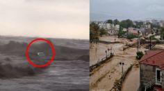 Estos coches fueron arrastrados al mar Egeo por fuertes lluvias en Grecia