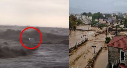 Estos coches fueron arrastrados al mar Egeo por fuertes lluvias en Grecia