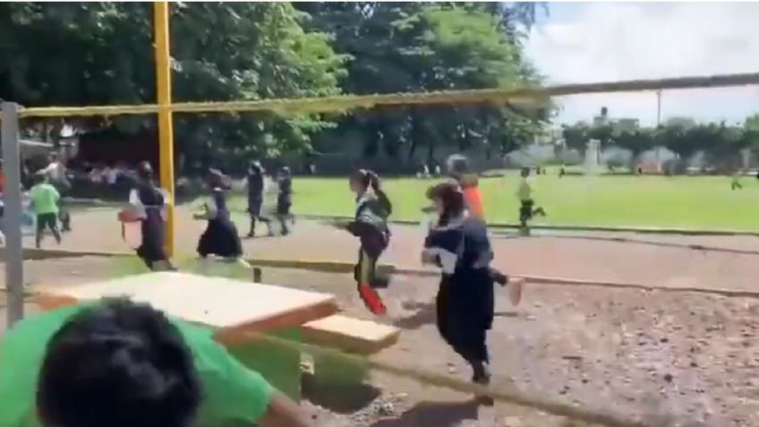 VIDEO: balacera cerca de primaria en Yautepec desata instantes de terror, niños corren despavoridos