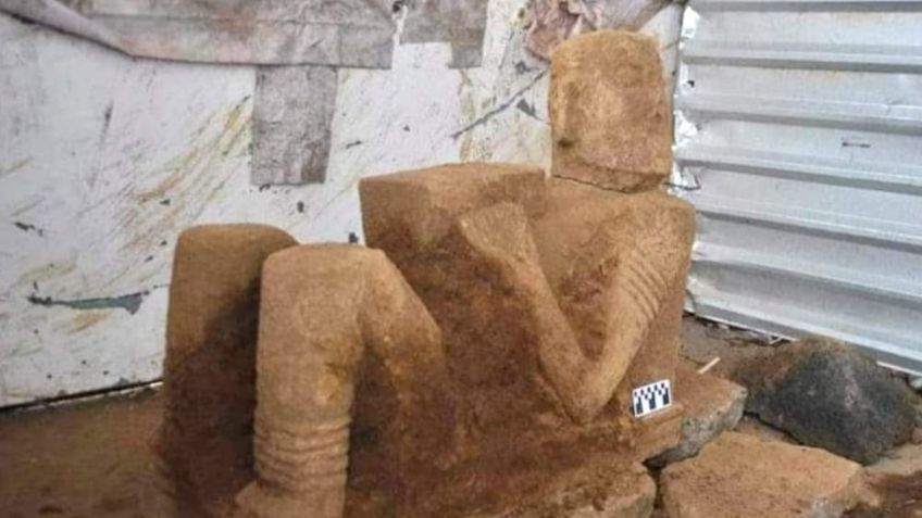 La escultura del Chac Mool hallada en Pátzcuaro será presentada por el INAH