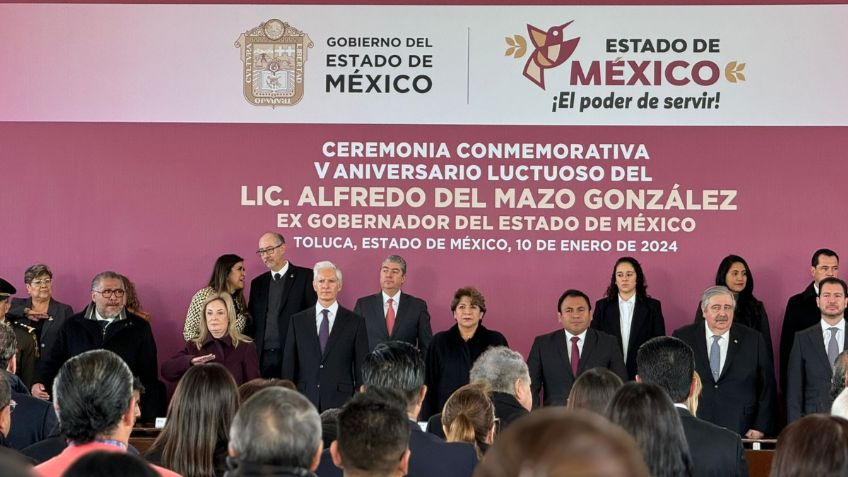 Delfina Gómez encabeza el aniversario luctuoso de Alfredo Del Mazo González, junto a Del Mazo Maza