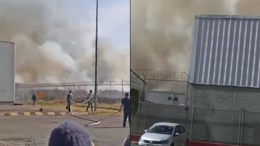 Se registra fuerte incendio al lado de bodegas de Coppel en Edomex