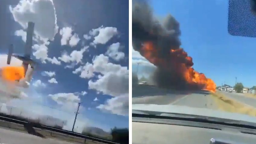 FUERTES IMÁGENES: captan el trágico instante en que una avioneta se estrella en una autopista