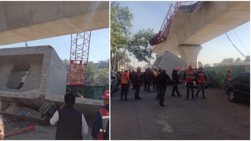 VIDEO: momento en que dos hombres casi son aplastados por la estructura del Tren Interurbano