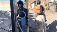 VIDEO: repartidor de DiDi lleva pedidos en caballo y se vuelve viral