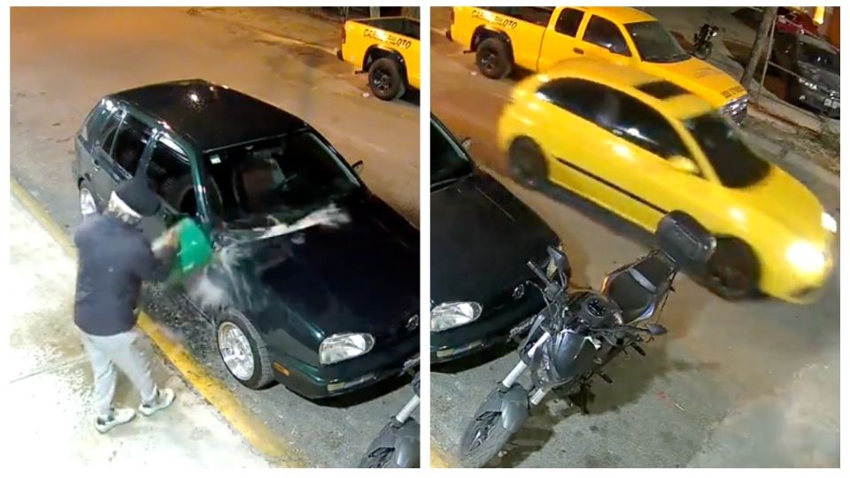 El hombre escapó en un automóvil color amarillo.