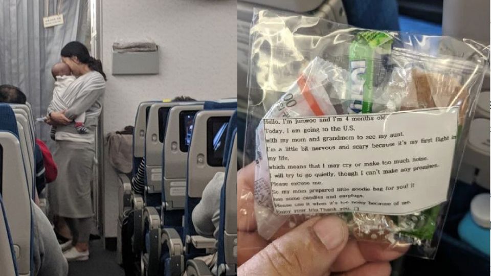 La madre coreana regalo 200 bolsas de dulces a los pasajeros de un vuelo de Corea a Estados Unidos.