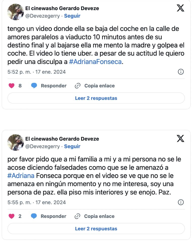 El chofer da su versión sobre Adriana Fonseca 