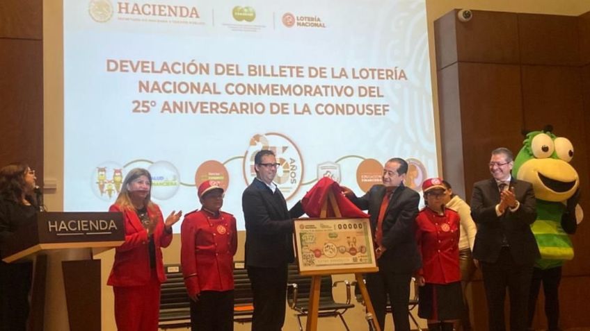 Condusef celebra su 25 Aniversario con billete conmemorativo de la Lotería Nacional, se juegan 17 mdp