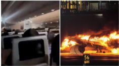 VIDEO: pasajero grabó el momento exacto en el que se incendió un avión tras chocar en el aeropuerto de Tokio