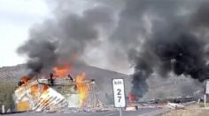 Trailers chocan y se incendian en  Libramiento Poniente, Aguascalientes: los conductores murieron calcinados